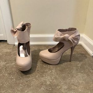 Baby Pink Stiletto Bow Heels
